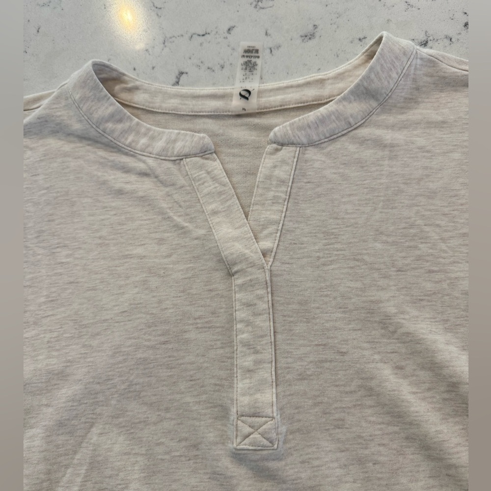 Lou & Grey Signaturesoft Split Neck Pocket Dress Women’s Sz M in Lt Oak Heather - Picture 7 of 12